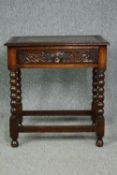 Side table, 19th century oak in the William and Mary style. H.74 W.69 D.45cm.
