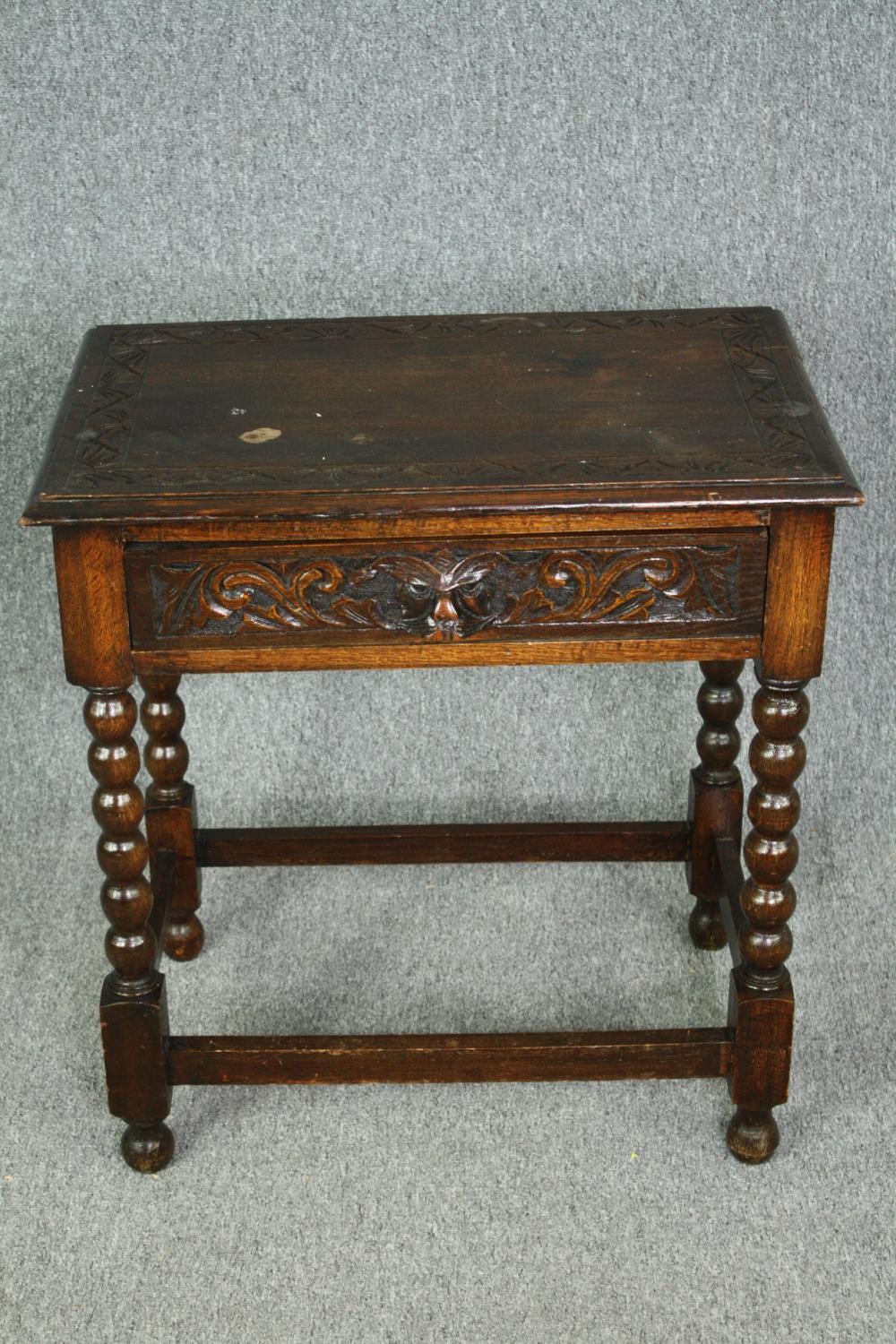 Side table, 19th century oak in the William and Mary style. H.74 W.69 D.45cm. - Image 2 of 8