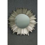 Mirror, contemporary moulded sunburst frame. Dia.100cm.