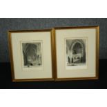 A collection of four 19th century engravings of architectural interest, framed and glazed. H.29 W.