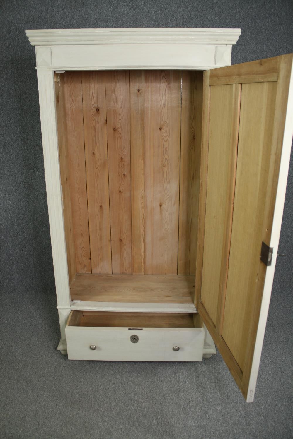 Hall cupboard, 19th century painted Continental. H.182 W.92 D.50cm. (Small repair needed as seen - Image 5 of 7