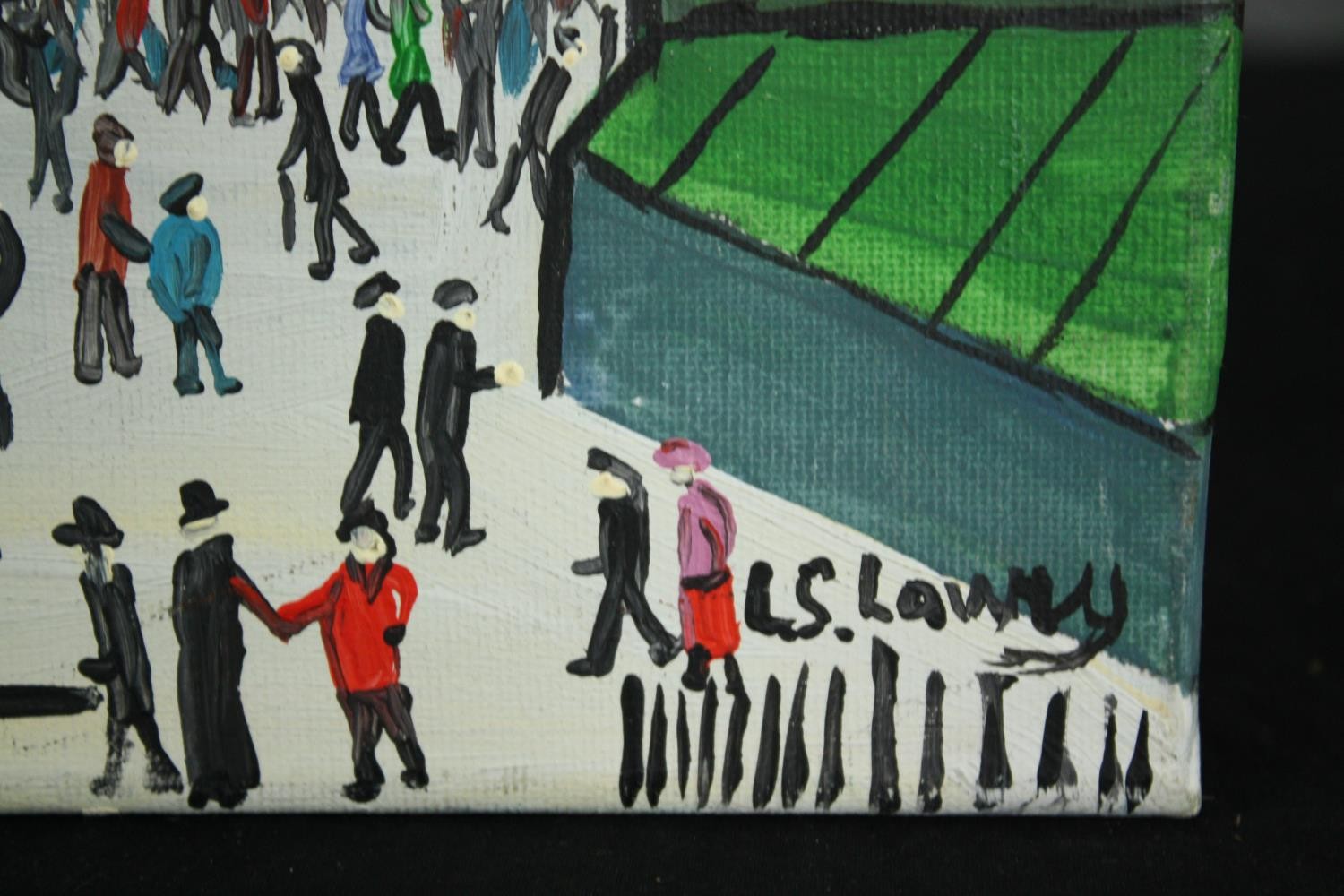 After Lowry, an oil on canvas along with an oil on card. (Along with a certificate to authenticate - Image 4 of 8