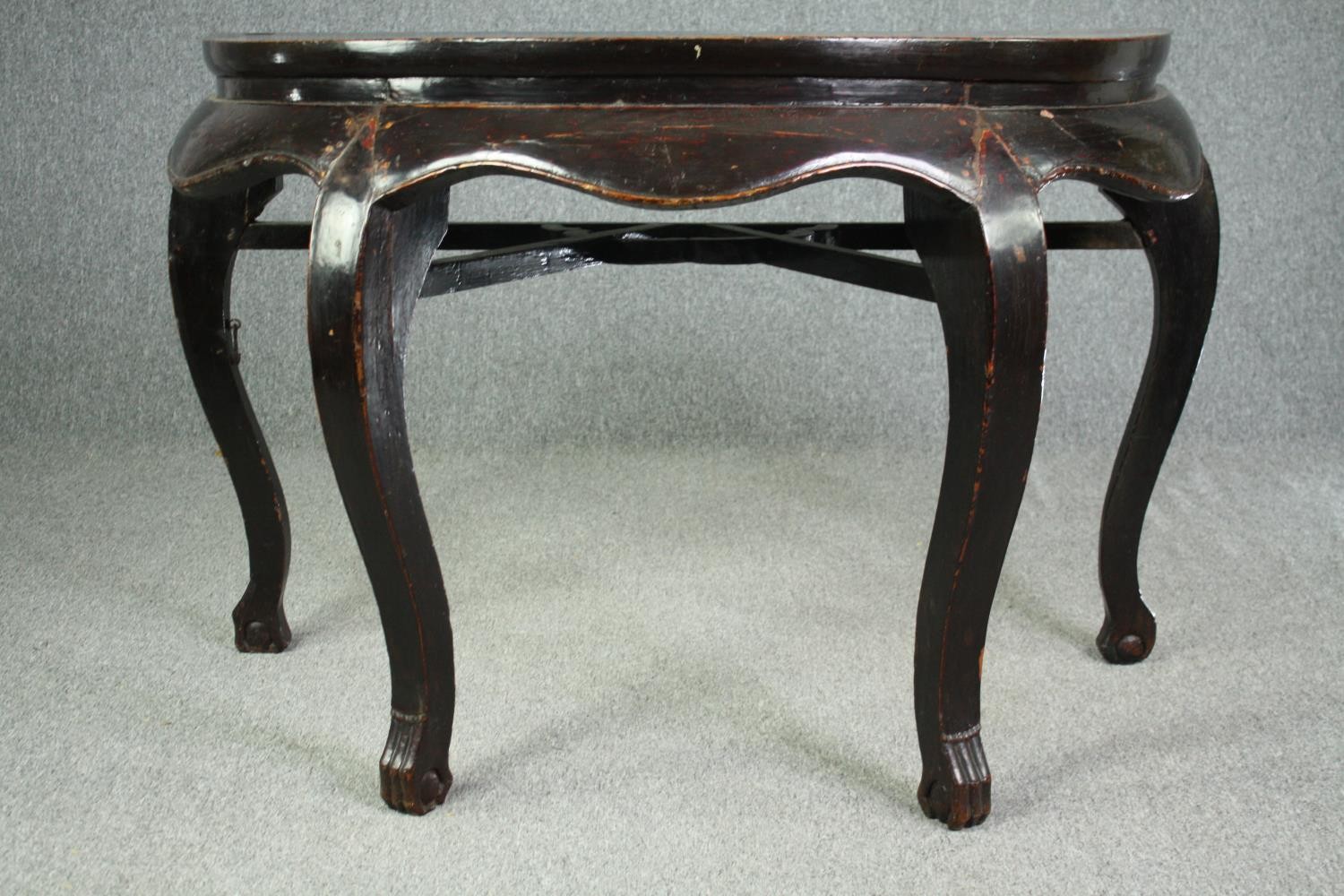 A substantial Chinese lacquered hardwood console table, possibly 19th century. H.84 W.120 D.59cm. - Image 2 of 13