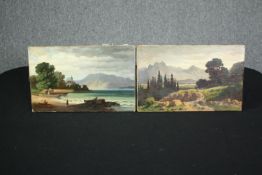 A pair of 19th century Continental school oil on canvas landscapes, indistinctly signed and a framed