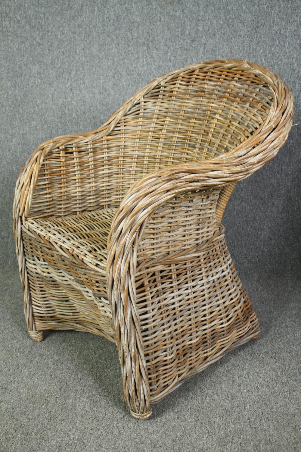 Two wicker conservatory tub chairs. H.89cm. (largest). - Image 5 of 10