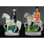 Two 19th century Staffordshire figures, Wellington and Tom King. H.23cm.