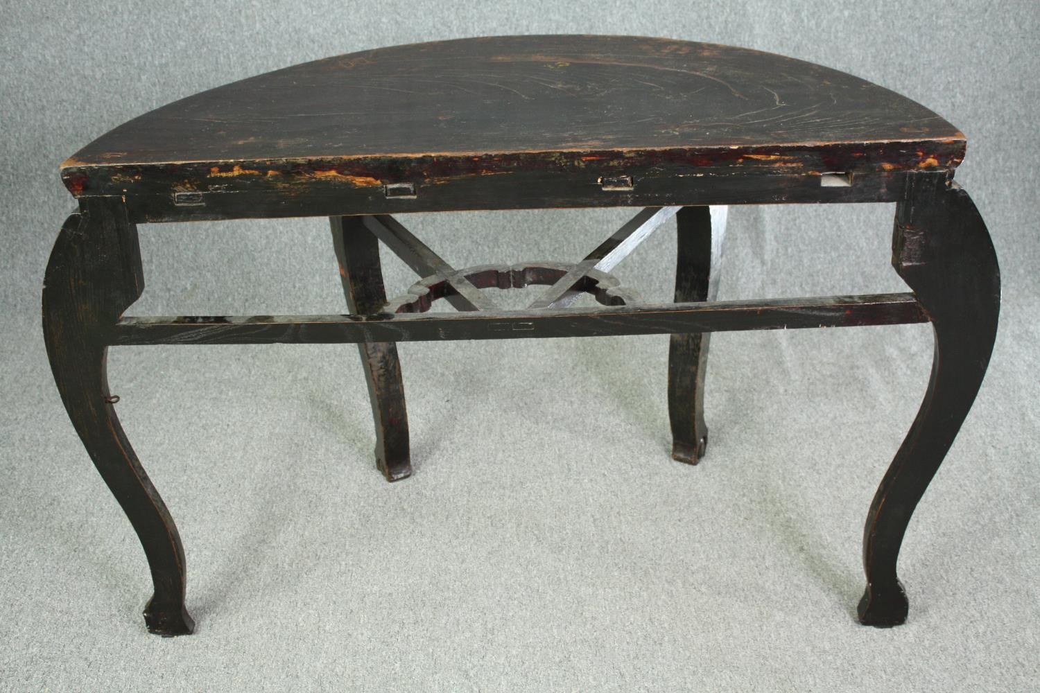 A substantial Chinese lacquered hardwood console table, possibly 19th century. H.84 W.120 D.59cm. - Image 12 of 12