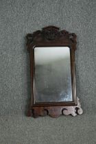 Wall mirror, Georgian fret cut mahogany with original plate. H.86 W.48cm.