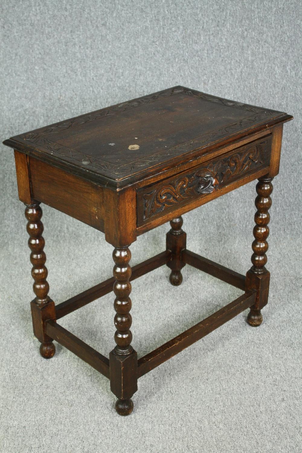 Side table, 19th century oak in the William and Mary style. H.74 W.69 D.45cm. - Image 3 of 8