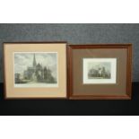 A collection of four 19th century engravings of architectural interest, framed and glazed. H.35 W.