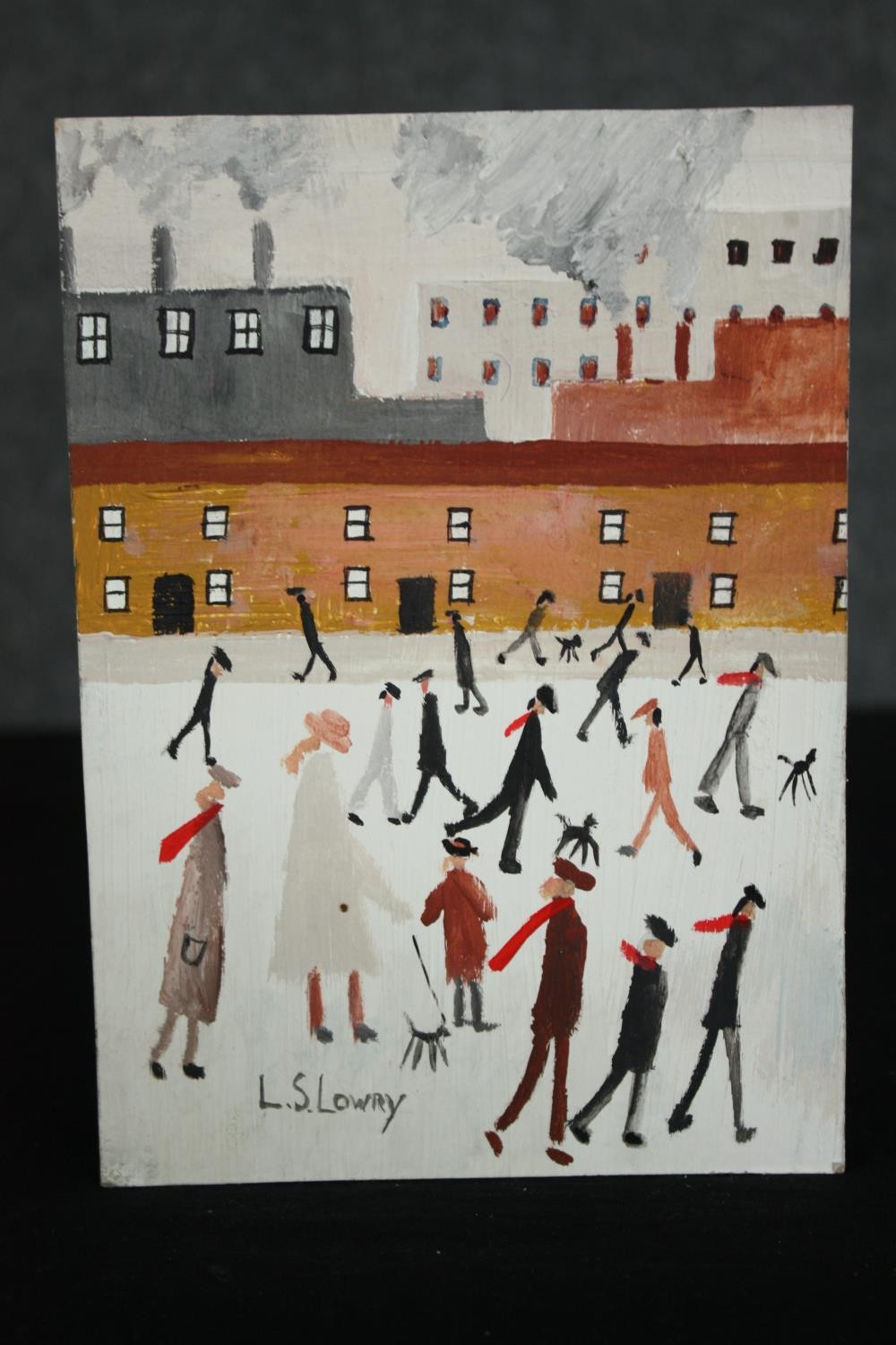 After Lowry, an oil on canvas along with an oil on card. (Along with a certificate to authenticate - Image 5 of 8