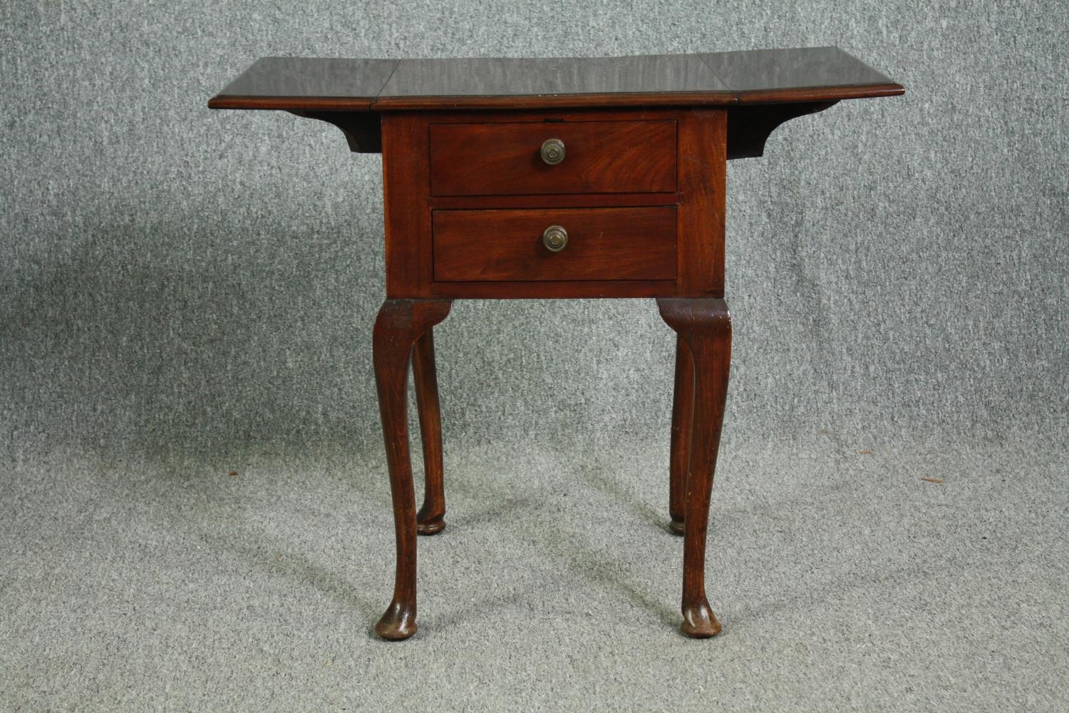 Work table, 19th century Georgian style mahogany. H.65 W.76 (ext) D.45cm. - Image 4 of 7