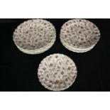 A collection of Copeland Spode Rosebud Chintz plates. Dia.26cm. (largest)