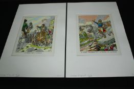 A pair of early 20th century French hand coloured prints. H.51 W.31cm. (each)