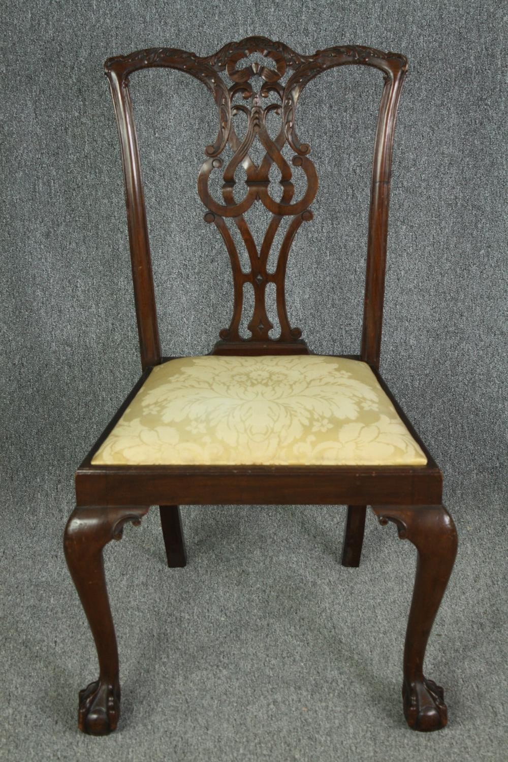 Dining chairs, a set of four early 20th century mahogany Chippendale style. - Image 2 of 10