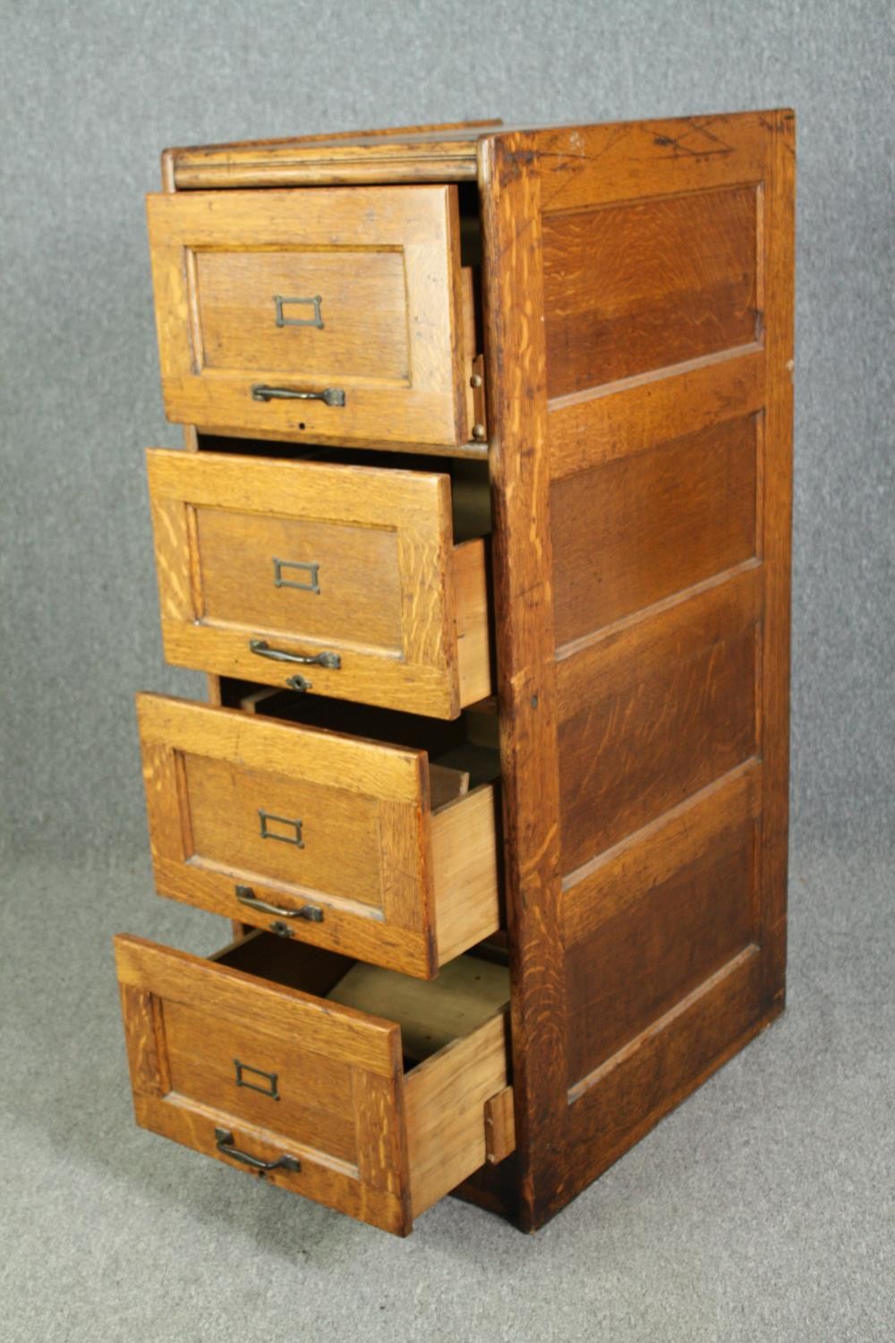 Filing cabinet, late 19th century oak. H.135 W.50 D.70cm. - Image 4 of 6