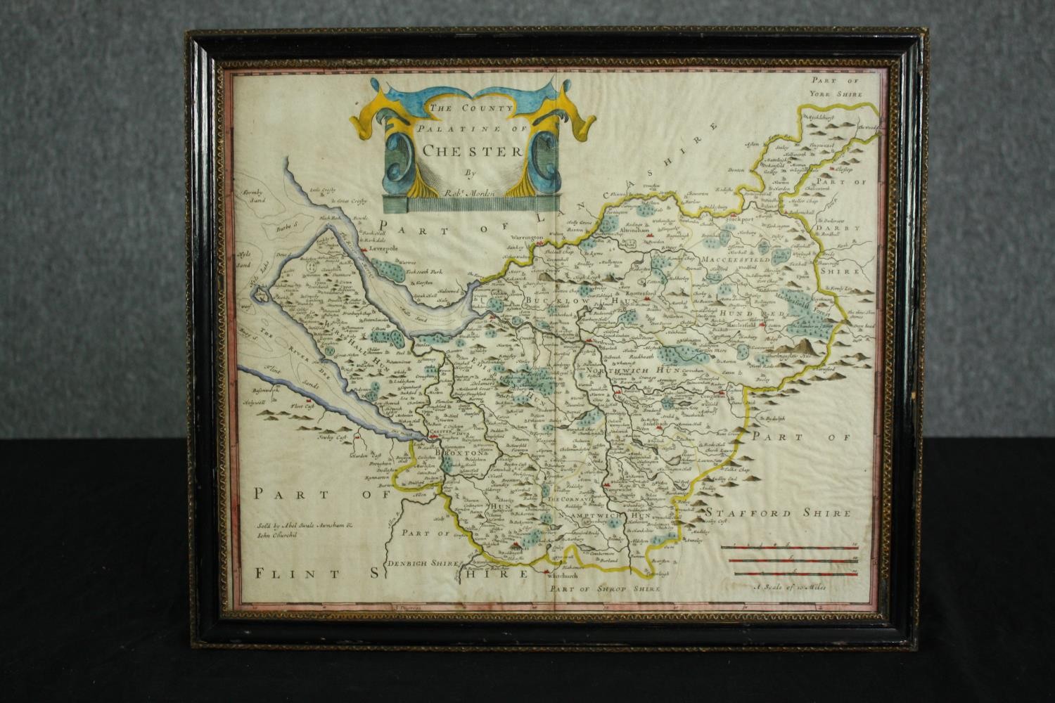 A 19th century hand coloured engraved map of Chester and a mid century London bus map, both framed - Image 2 of 9