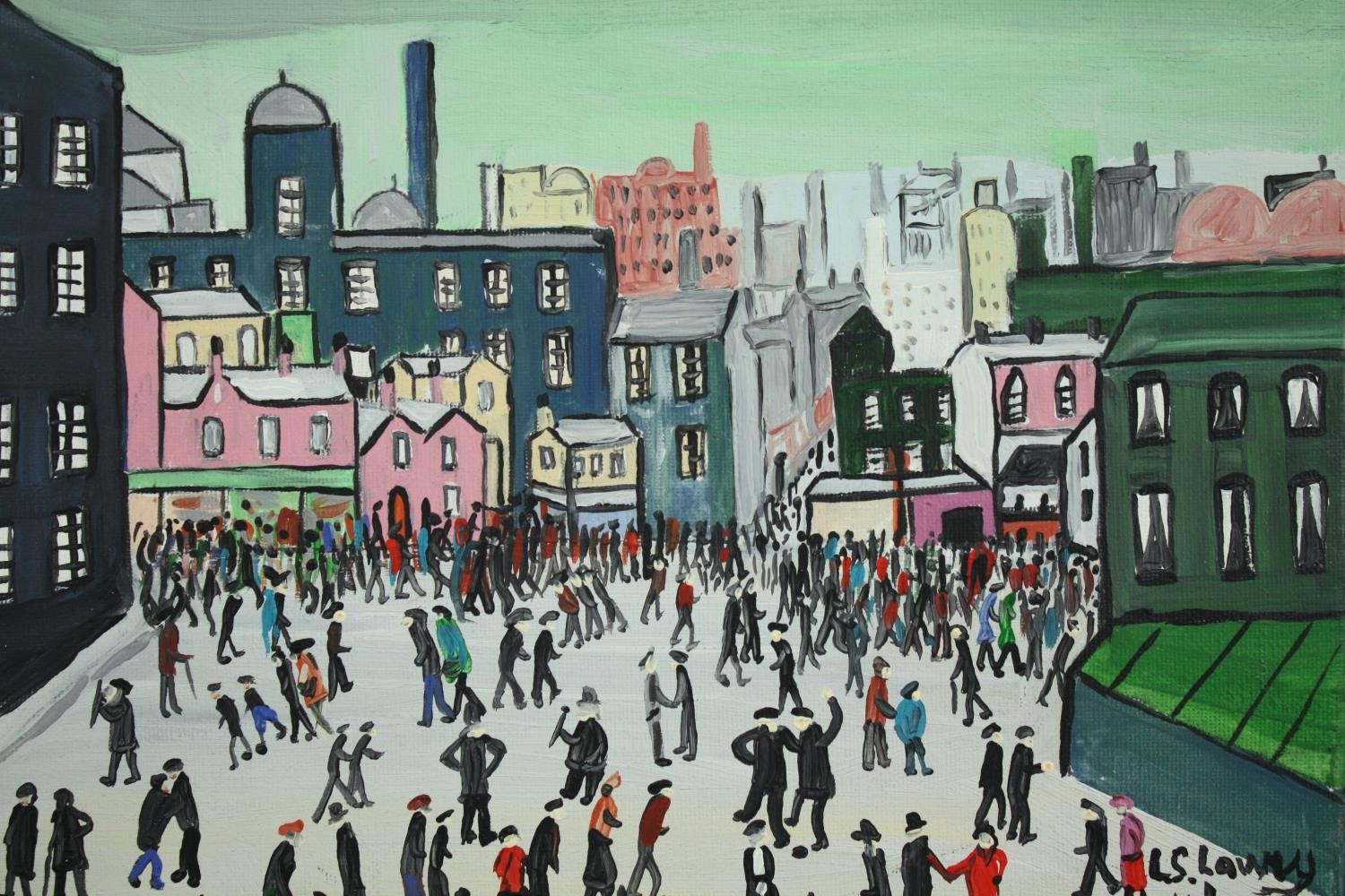 After Lowry, an oil on canvas along with an oil on card. (Along with a certificate to authenticate - Image 3 of 8