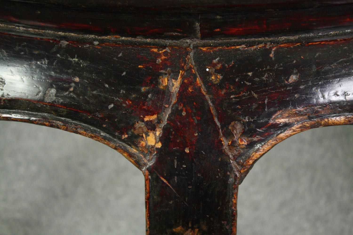 A substantial Chinese lacquered hardwood console table, possibly 19th century. H.84 W.120 D.59cm. - Image 9 of 12