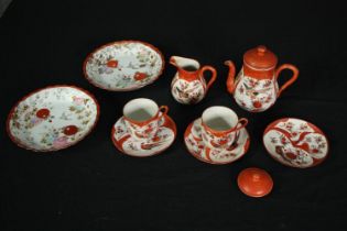 A C.1900 Kutani tea service for two. H.14cm. (largest)