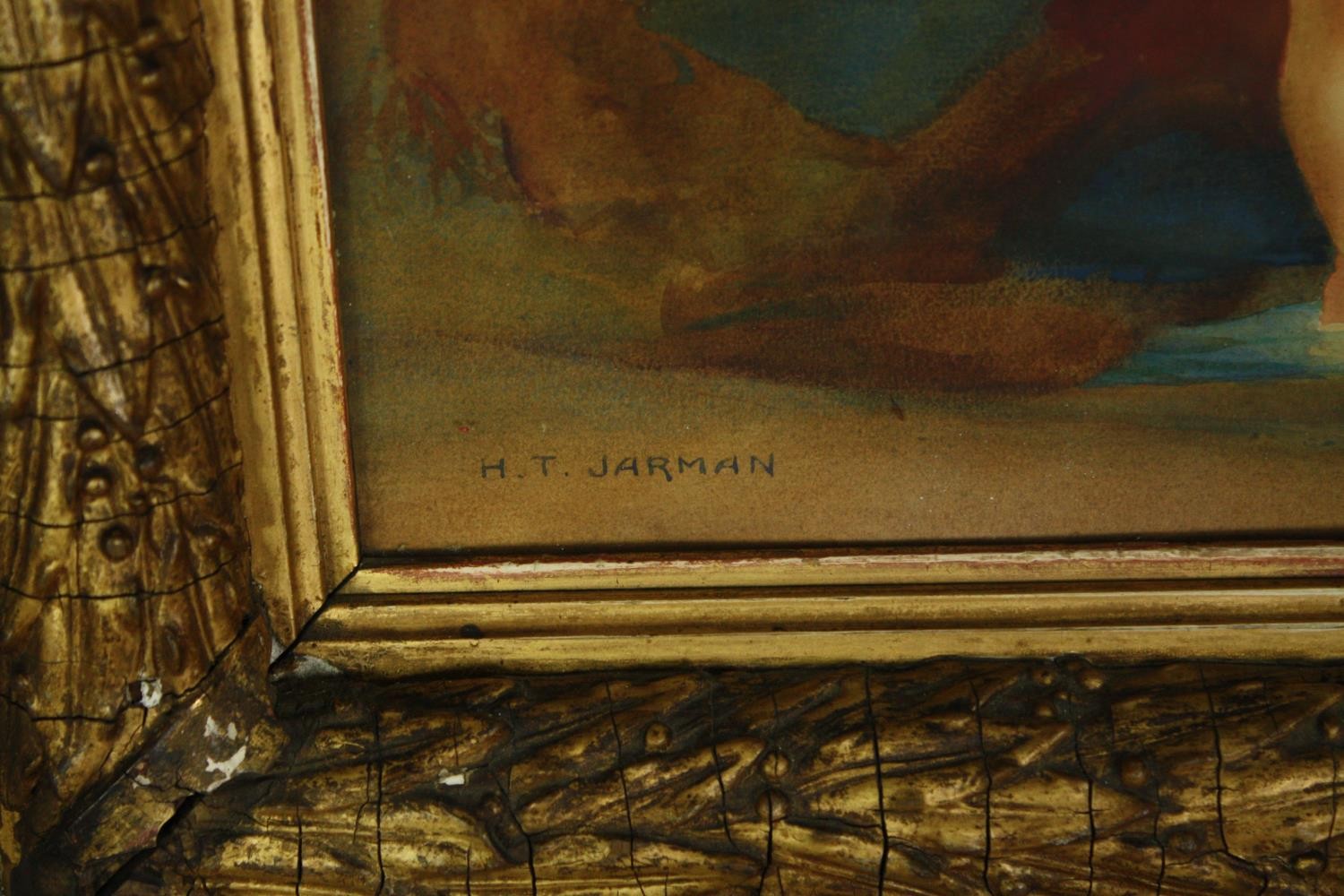 Henry Thomas Jarman (1871-1956), a framed and glazed watercolour; Halcyon Days with exhibition label - Image 3 of 5