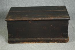 Travelling trunk, 19th century painted pine. H.43 W.93 D.50cm.