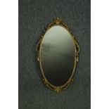 Wall mirror, mid century antique style brass framed. H.66 W.40cm.