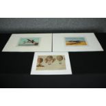 Three 19th century hand coloured engravings, Henri Fabre, Roland Garros and early ballooning. H.32