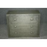 Chest of drawers, contemporary metal clad. H.74 W.92 D.41cm.