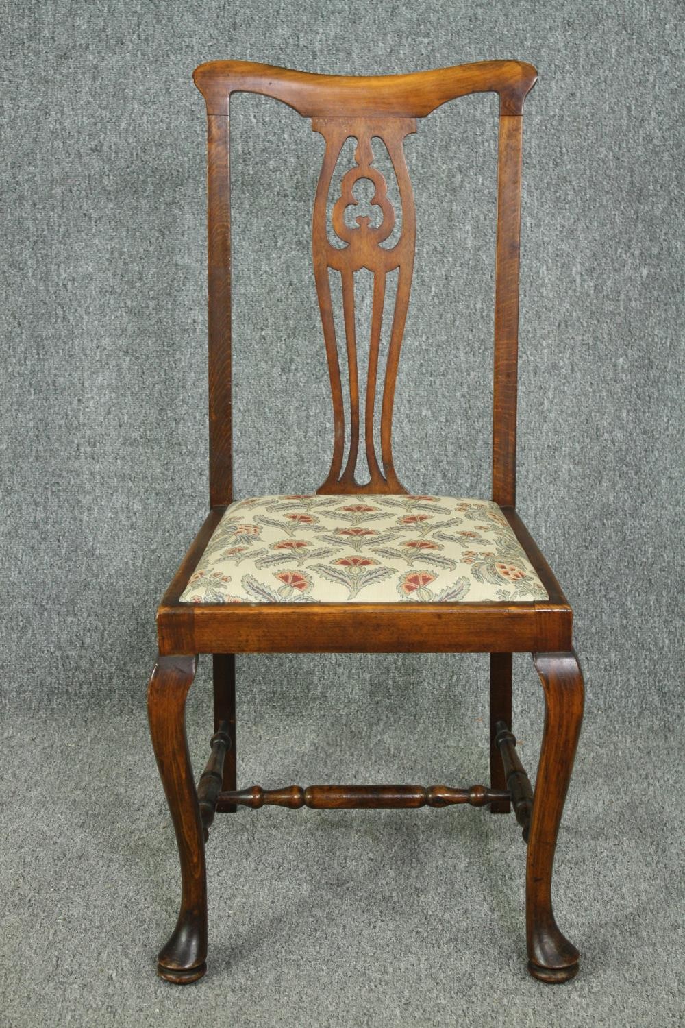 Dining chairs, a pair, C.1900 beech framed. H.99cm. (each) - Image 2 of 8