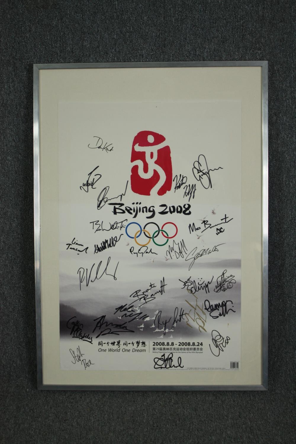 A framed and glazed poster for the Beijing Olympics 2008. Signed by a variety of Olympic champion - Image 2 of 7
