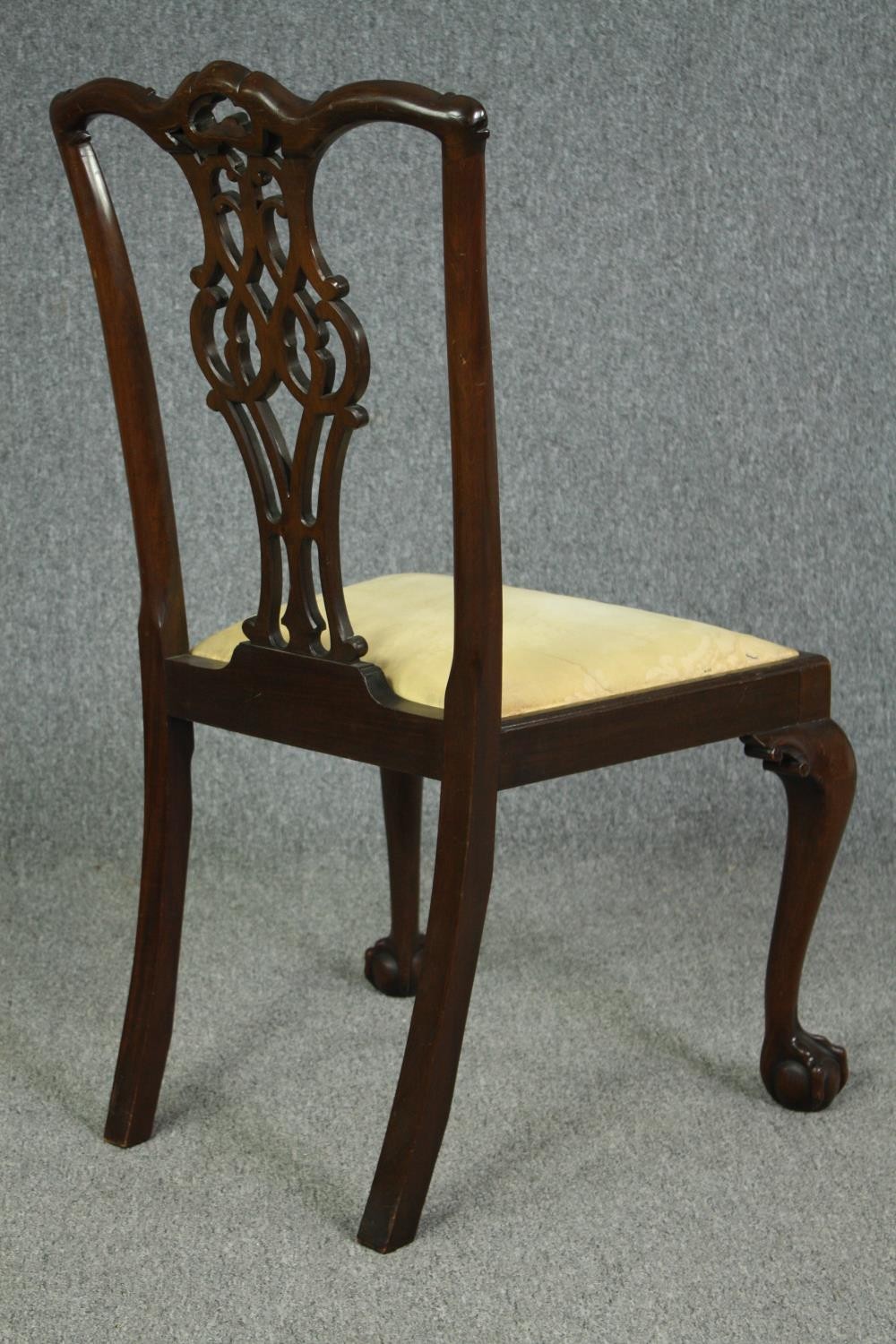 Dining chairs, a set of four early 20th century mahogany Chippendale style. - Image 5 of 10