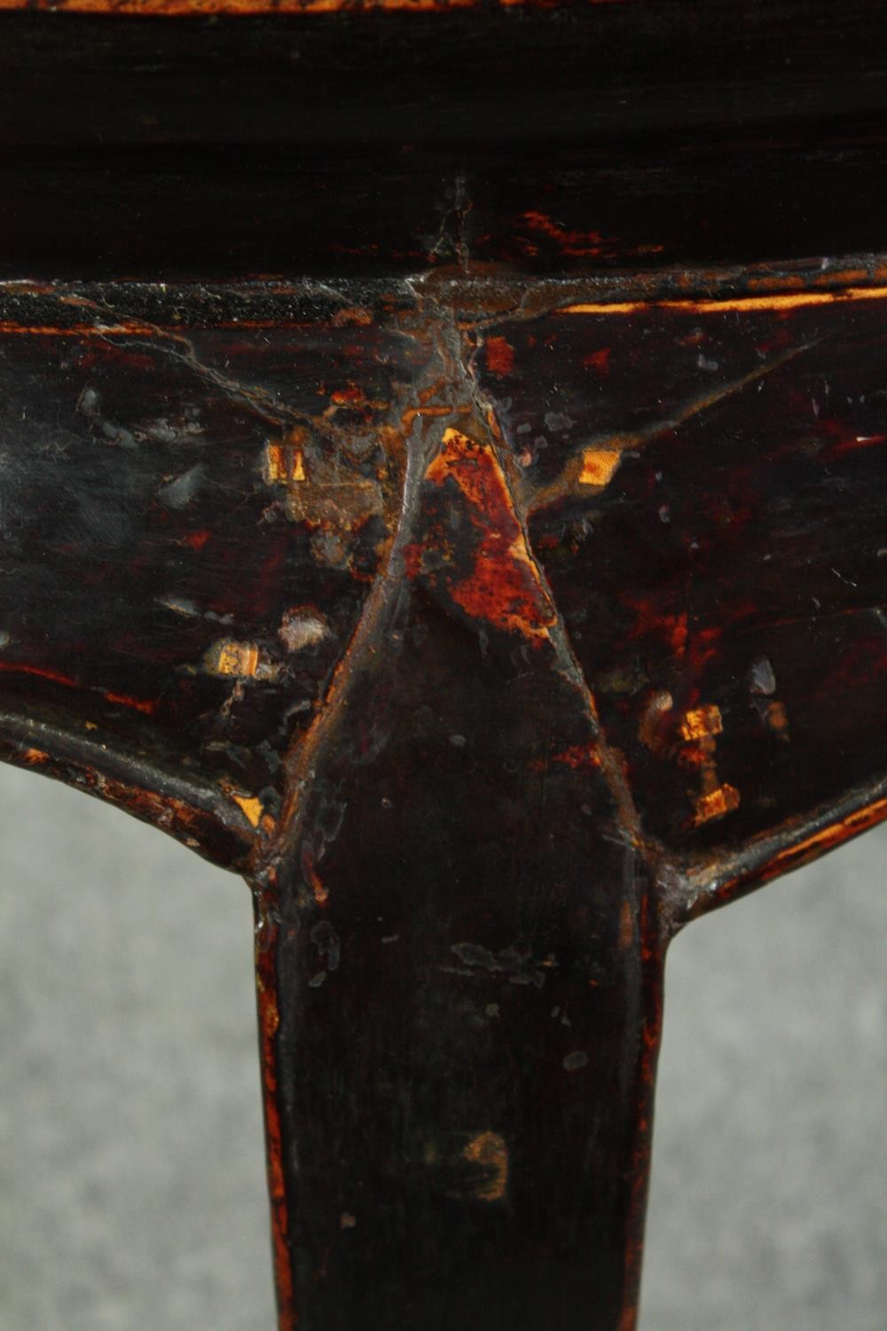 A substantial Chinese lacquered hardwood console table, possibly 19th century. H.84 W.120 D.59cm. - Image 6 of 13