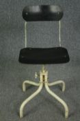 A vintage industrial machinist chair with swivel, adjustable action, marked TAN-SAD. H.80cm.