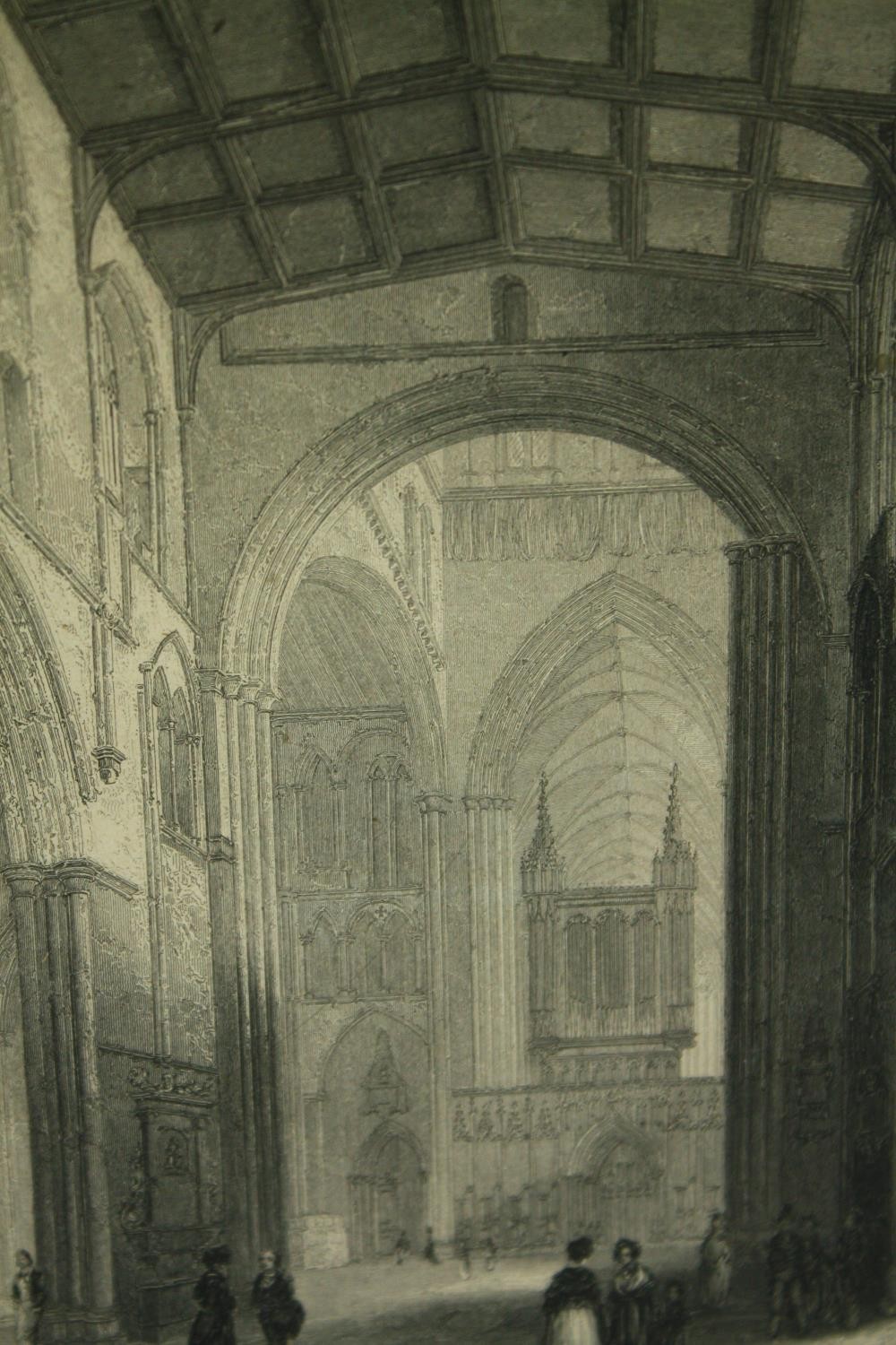 A 19th century engraving, Ripon Cathedral and a 19th century Thomas Allom steel engraving, cathedral - Image 2 of 7