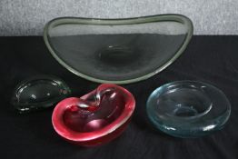 A collection of 1970's vintage art glass. L.40 W.34cm. (largest)