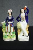 Two 19th century flatback Staffordshire figure groups. H.23cm. (largest)