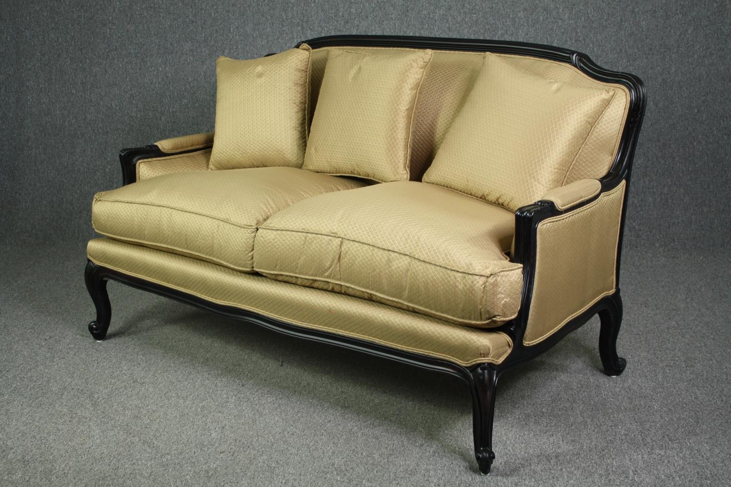 Sofa, Louis XV style ebonised two seater. H.98 W.155 D.82cm. (Looks new and unused). - Image 3 of 7