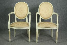 Armchair, a pair, Louis XVI style painted. H.96cm. (each)