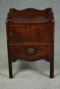 Bedside cabinet, commode, Georgian flame mahogany. H.76 W.53 D.48cm.