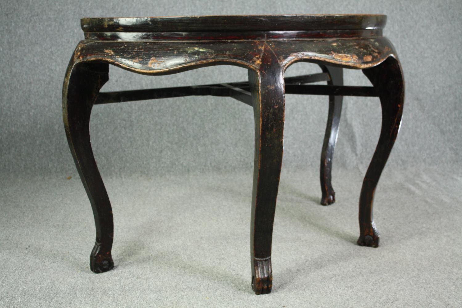 A substantial Chinese lacquered hardwood console table, possibly 19th century. H.84 W.120 D.59cm. - Image 8 of 12