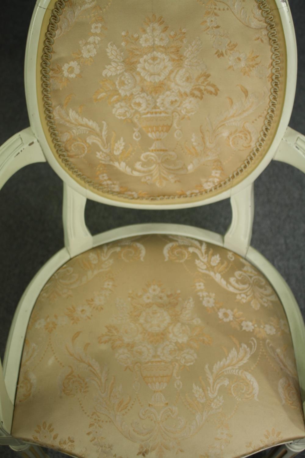 Armchair, a pair, Louis XVI style painted. H.96cm. (each) - Image 7 of 7