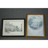 Two framed and glazed architectural prints. H.77 W.57cm. (largest)