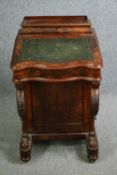 Davenport, mid Victorian burr walnut with fitted maple lined interior. H.90 W.54 D.57cm.