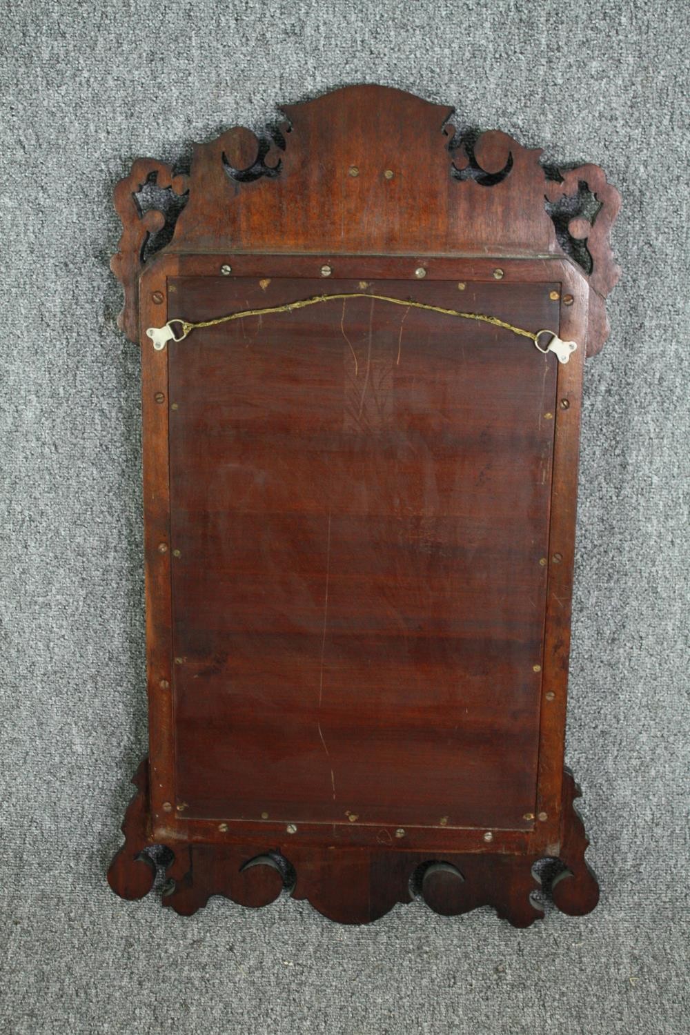 Wall mirror, Georgian fret cut mahogany with original plate. H.86 W.48cm. - Image 5 of 5