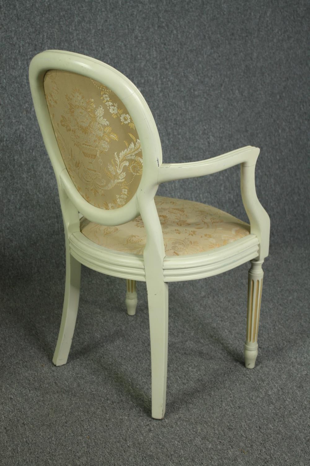 Armchair, a pair, Louis XVI style painted. H.96cm. (each) - Image 4 of 7