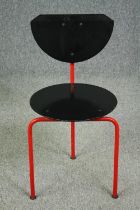 A 1980's vintage Carlo Forcolini "Alien" chair, coated steel and laminated ply. H.76cm.