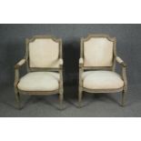 A pair of 19th century Louis XVI style painted armchairs. H.98cm. (each)