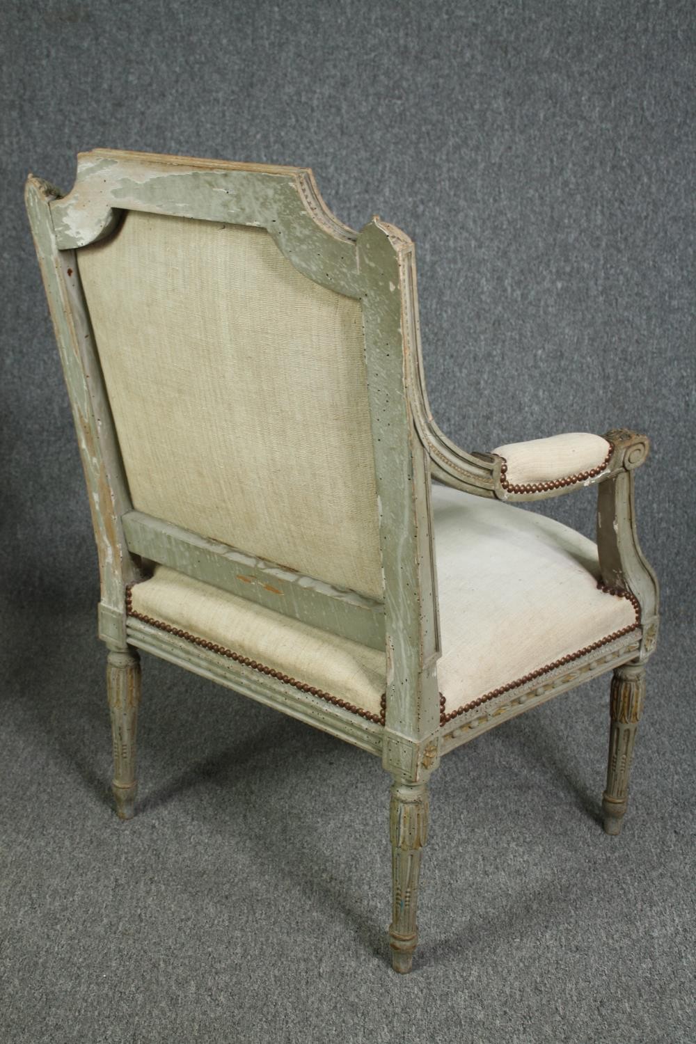 A pair of 19th century Louis XVI style painted armchairs. H.98cm. (each) - Image 5 of 5