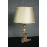 A vintage ceramic table lamp with Rococo design. H.66cm.